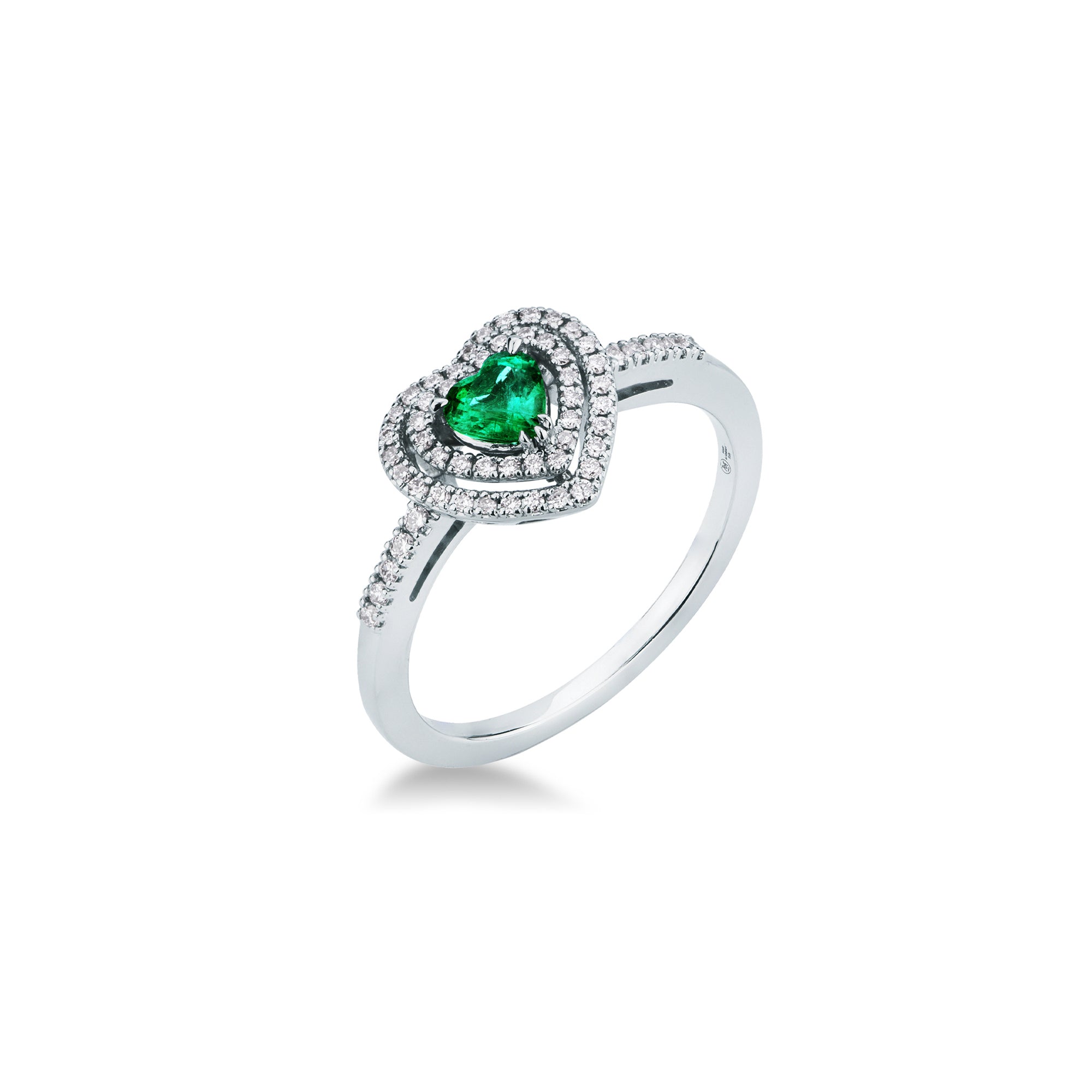 Anello Cuore con Smeraldo e Diamanti