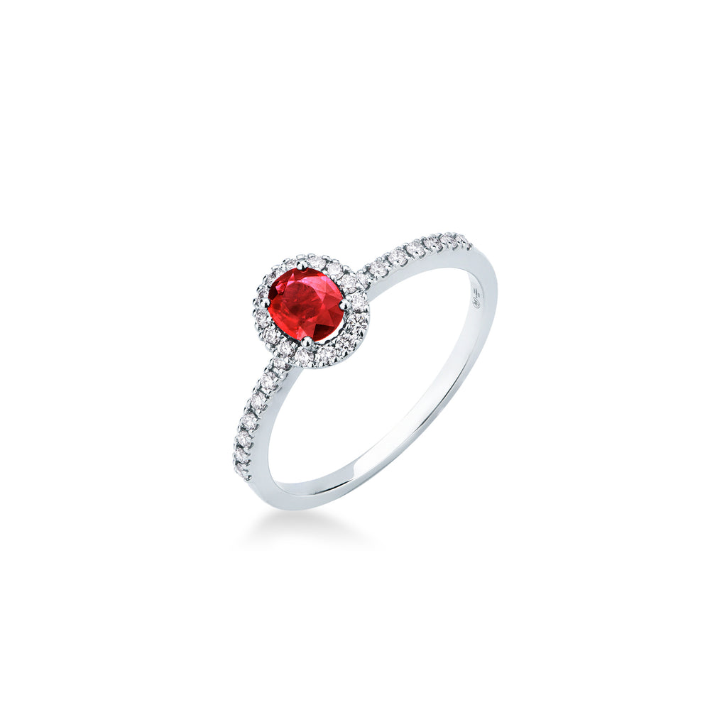 Anello Kate con Rubino e Diamanti sul gambo