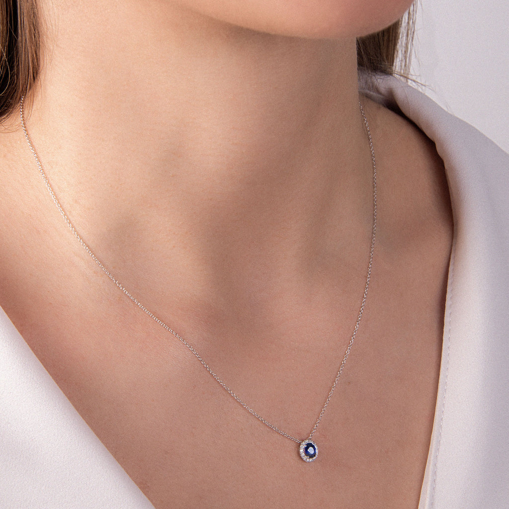 Girocollo con Zaffiro e Diamanti