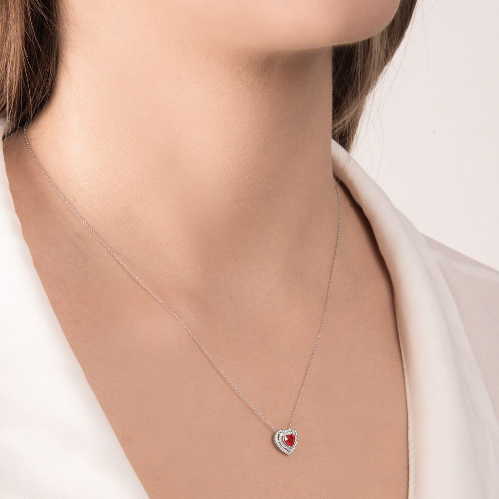 Girocollo Cuore con Rubino e Diamanti