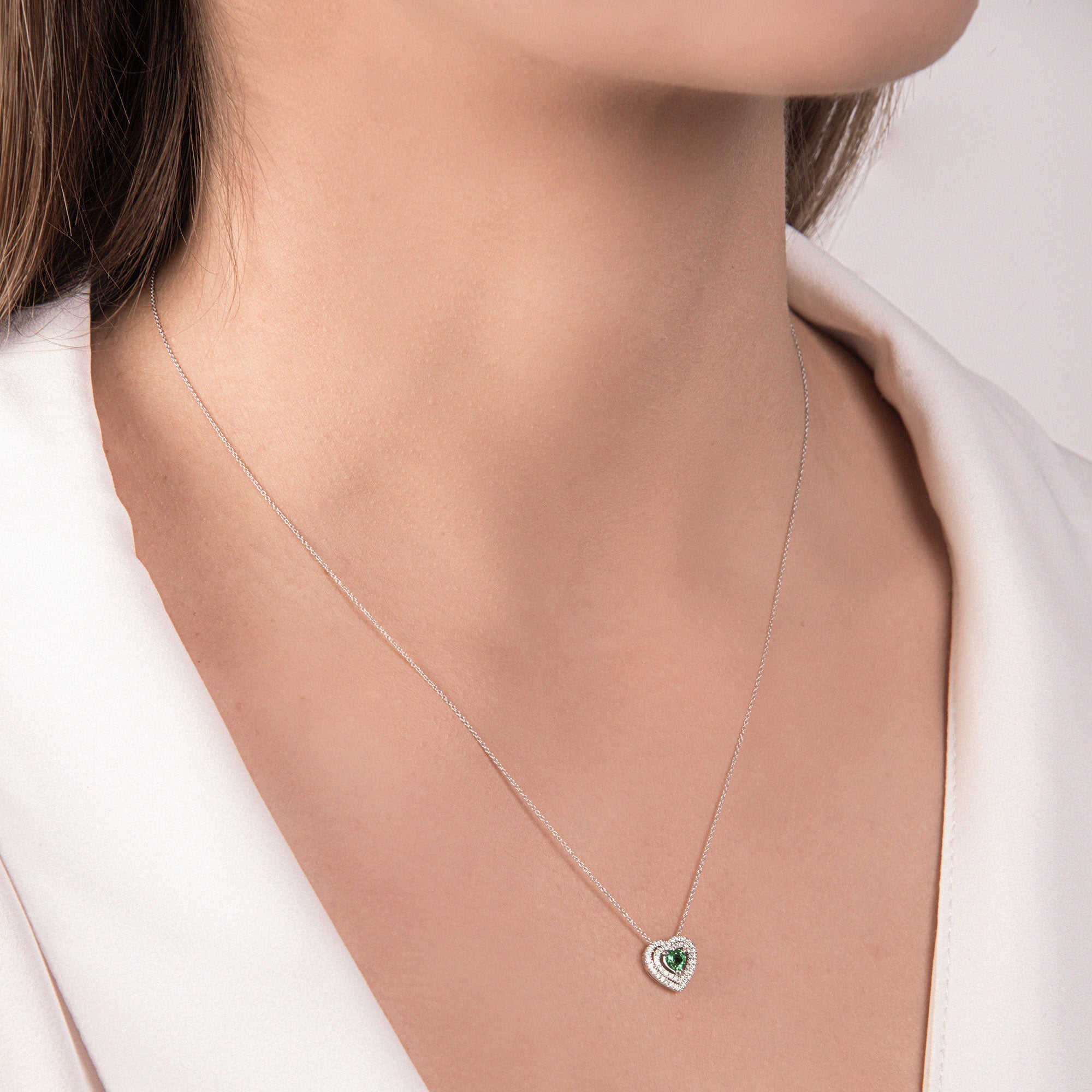 Girocollo Cuore con Smeraldo e Diamanti