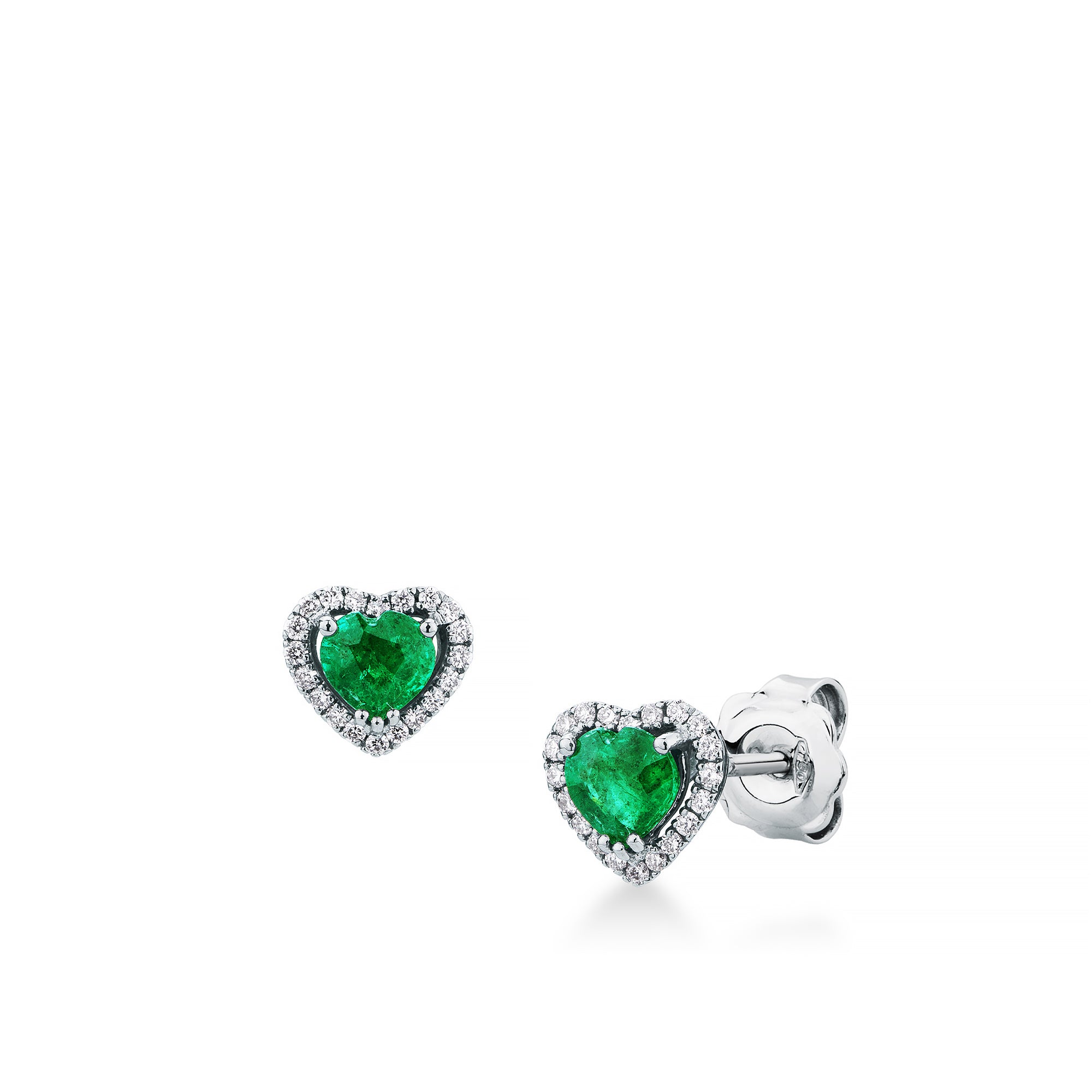 Orecchini Cuore con Smeraldo e Diamanti