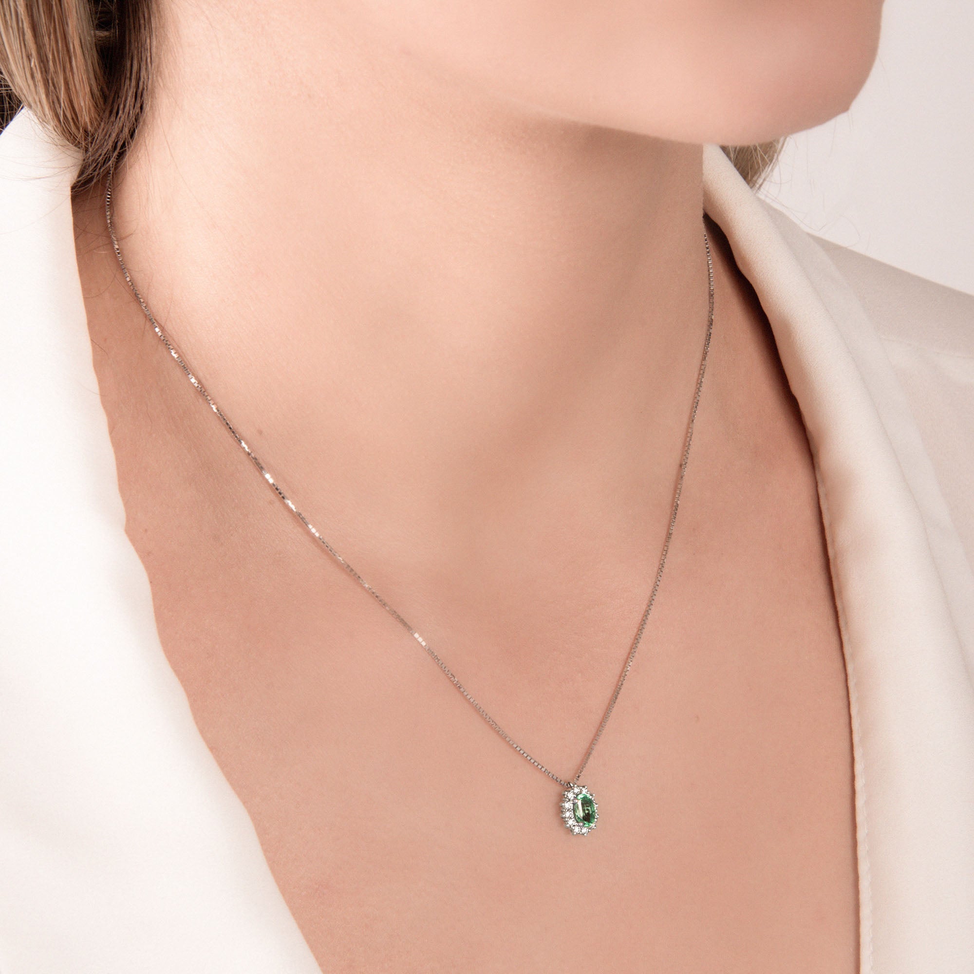 Girocollo Kate con Smeraldo e Diamanti