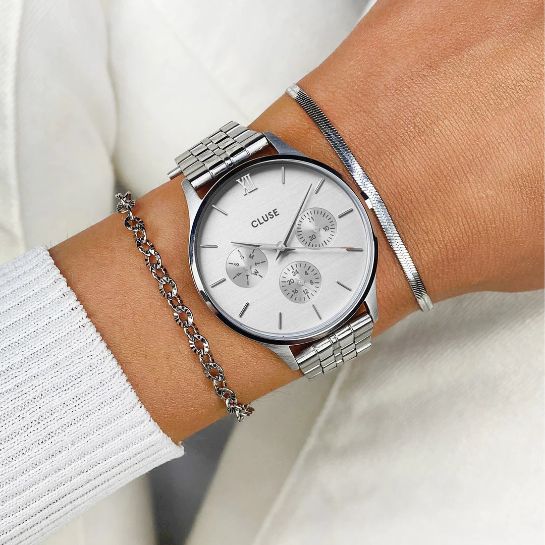 Minuit Multifunction Watch Steel, Full Silver Colour