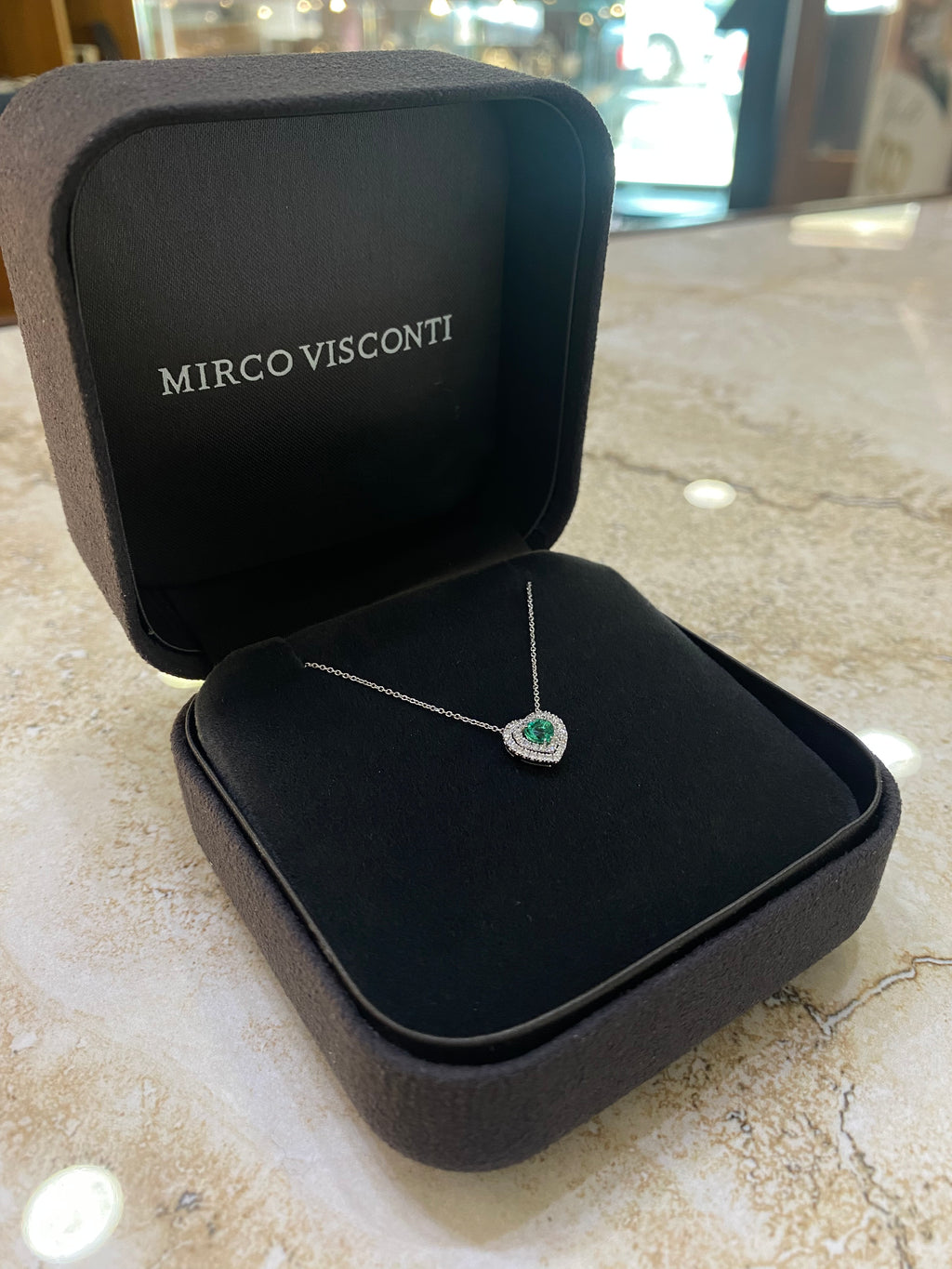 Girocollo Cuore con Smeraldo e Diamanti