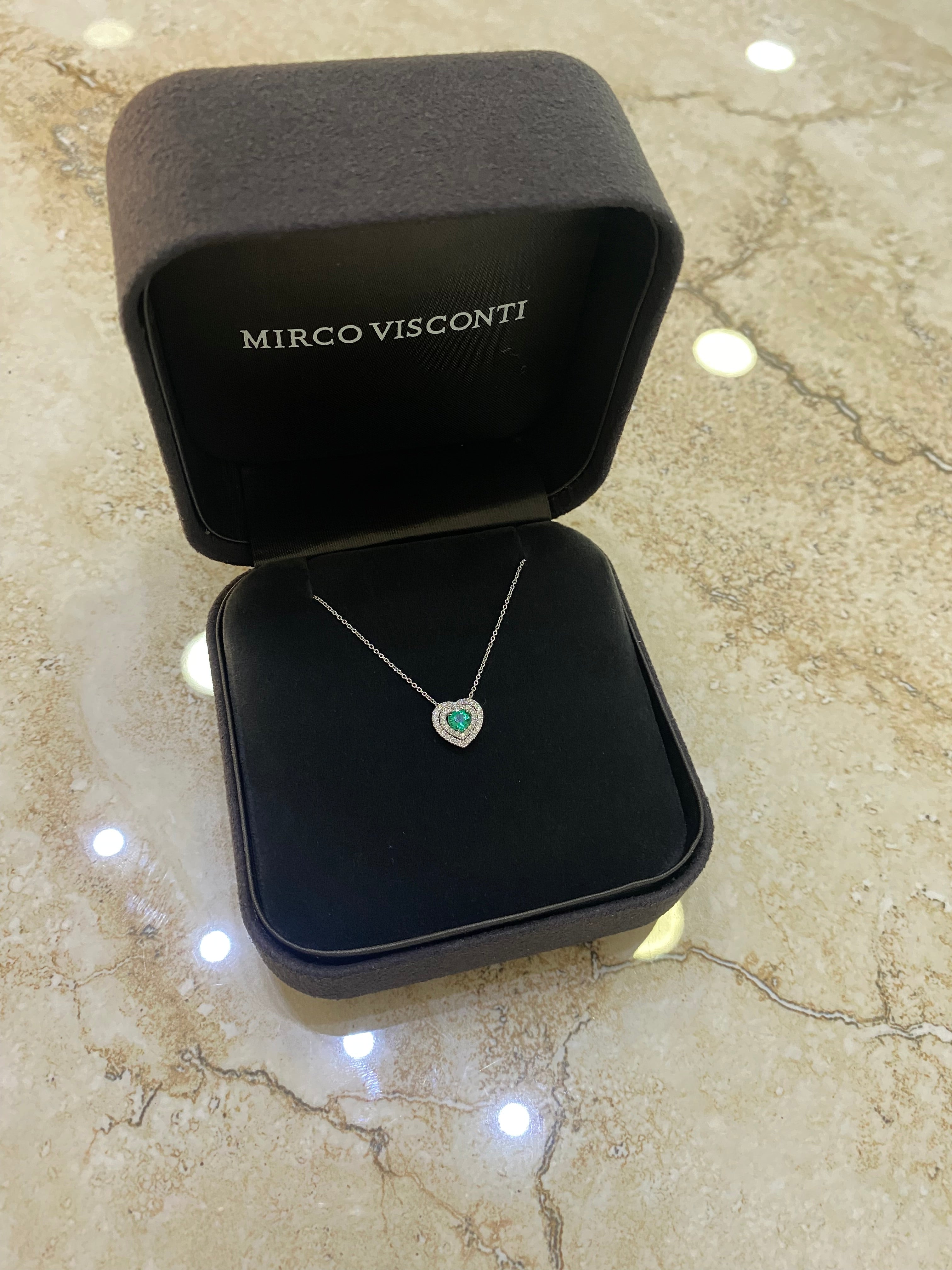 Girocollo Cuore con Smeraldo e Diamanti