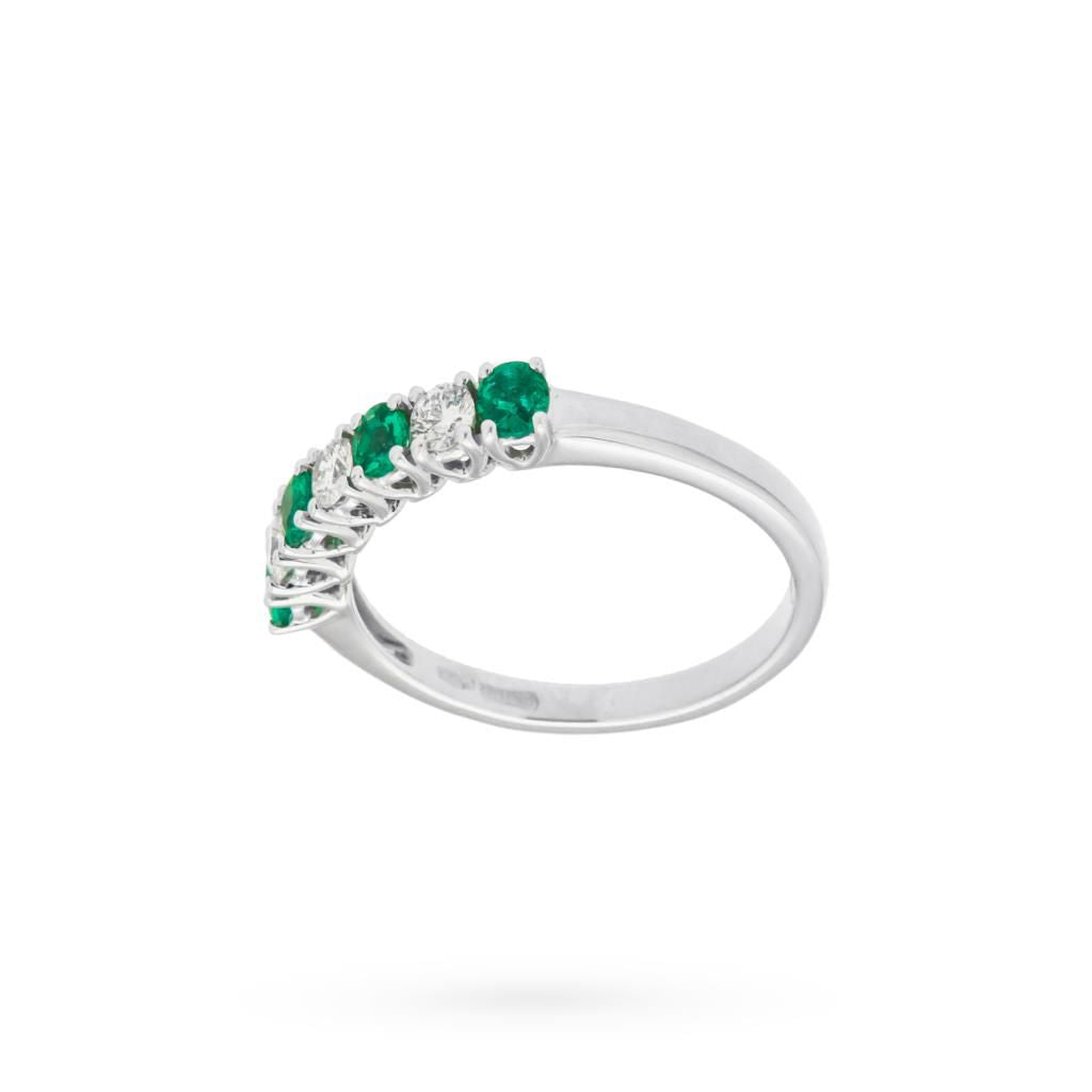 Anello Veretta con Smeraldo e Diamanti