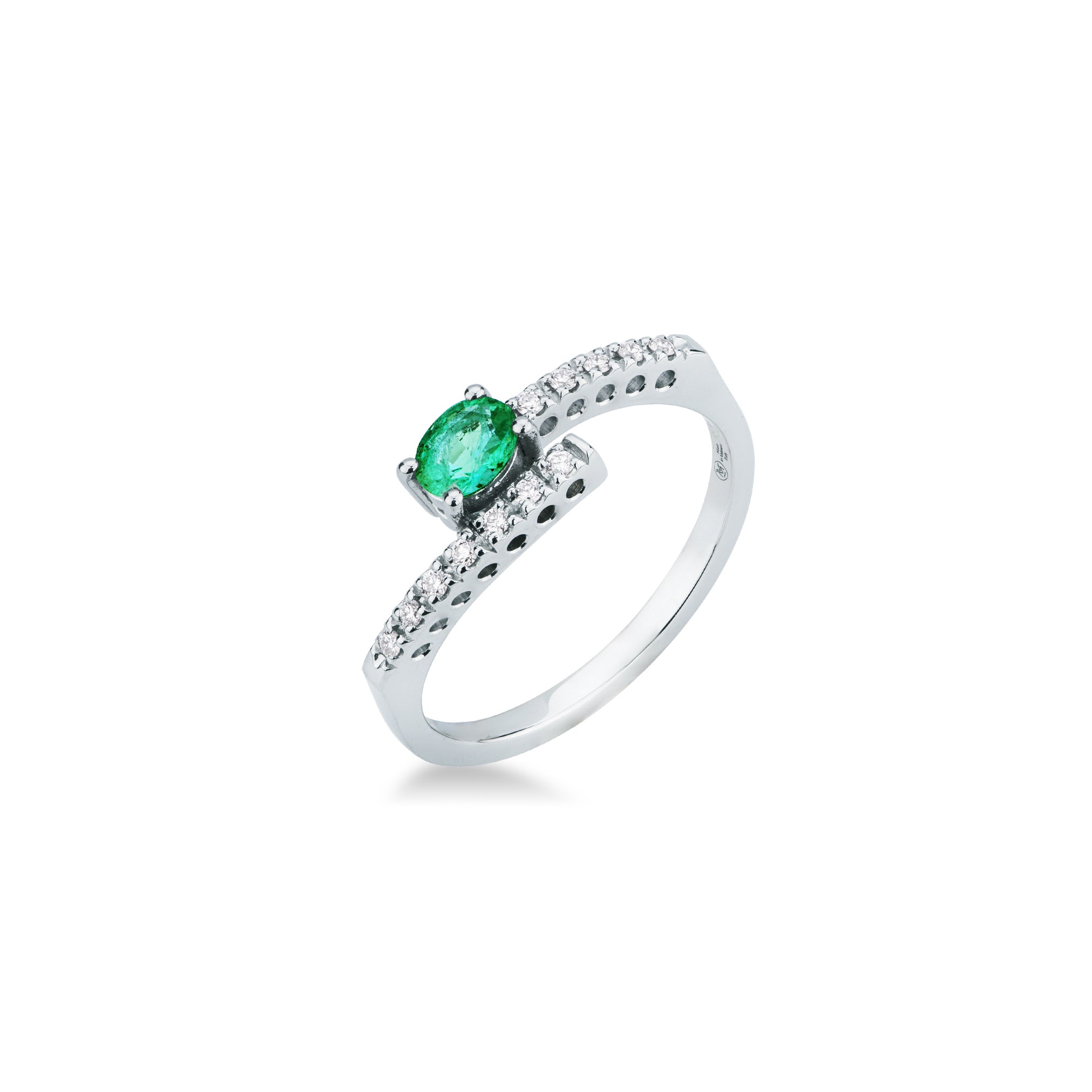 Anello Contrarié con Smeraldo e Diamanti