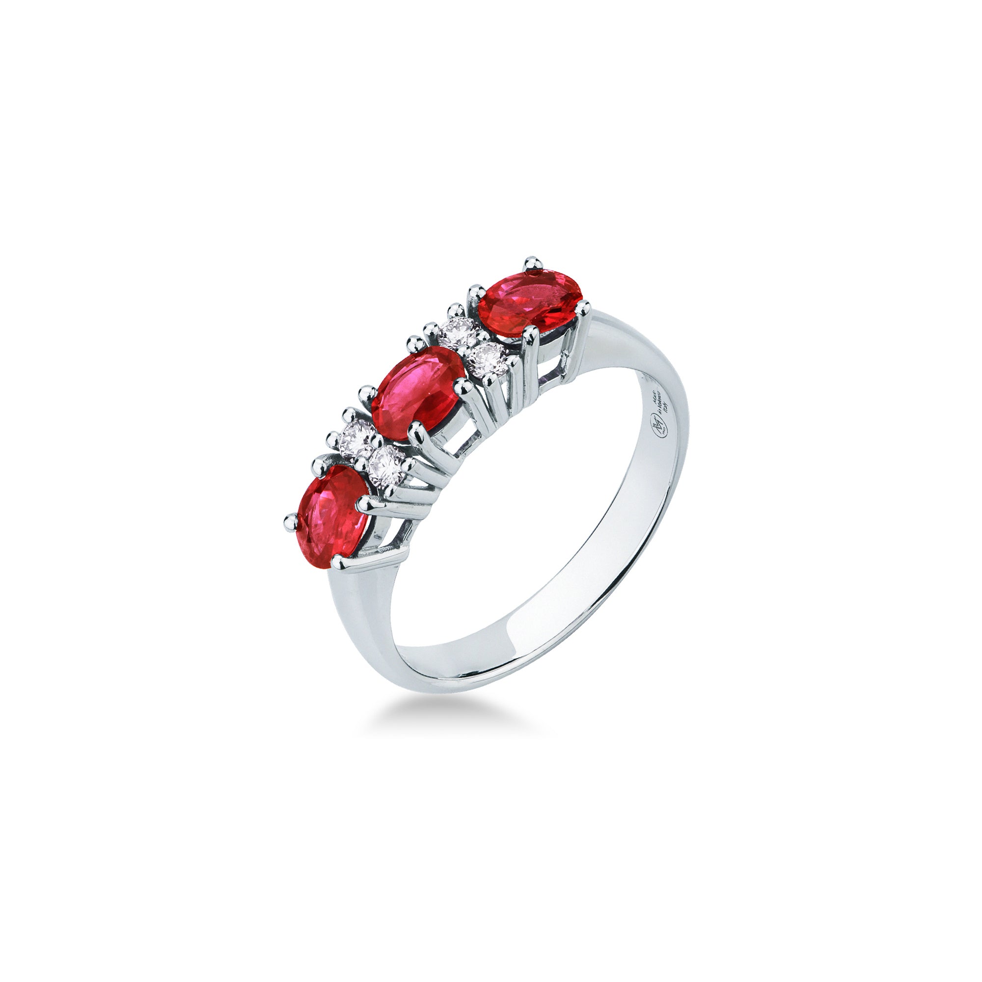 Anello Trilogi con Rubino e Diamanti