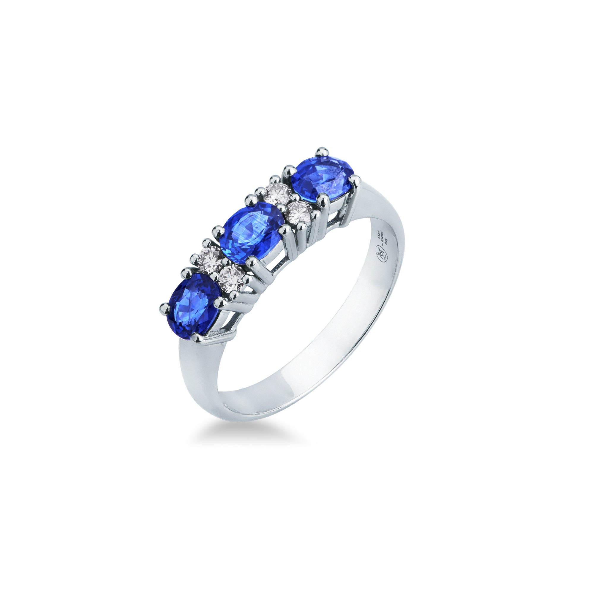 Anello Trilogi con Zaffiro e Diamanti