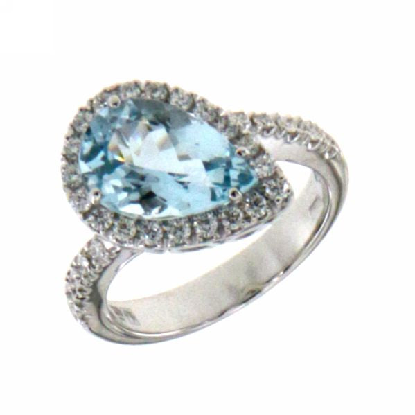 Anello a Goccia Acquamarina e diamanti