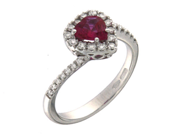 Anello Cuore Kate con Rubino e Diamanti