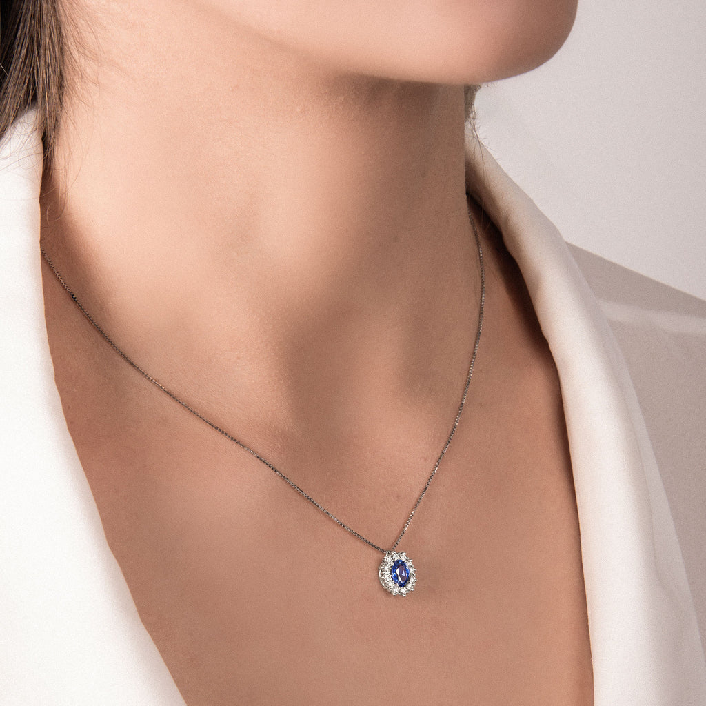 Girocollo con Zaffiro e Diamanti